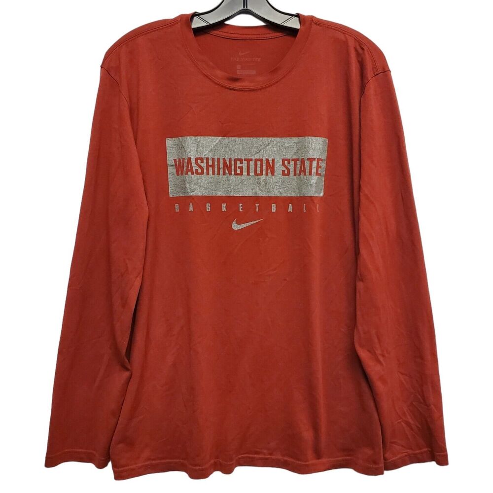 WASHINGTON STATE COUGARS Shirt Adult XL Red Box LOGO Spell Out NIKE Long Sleeve